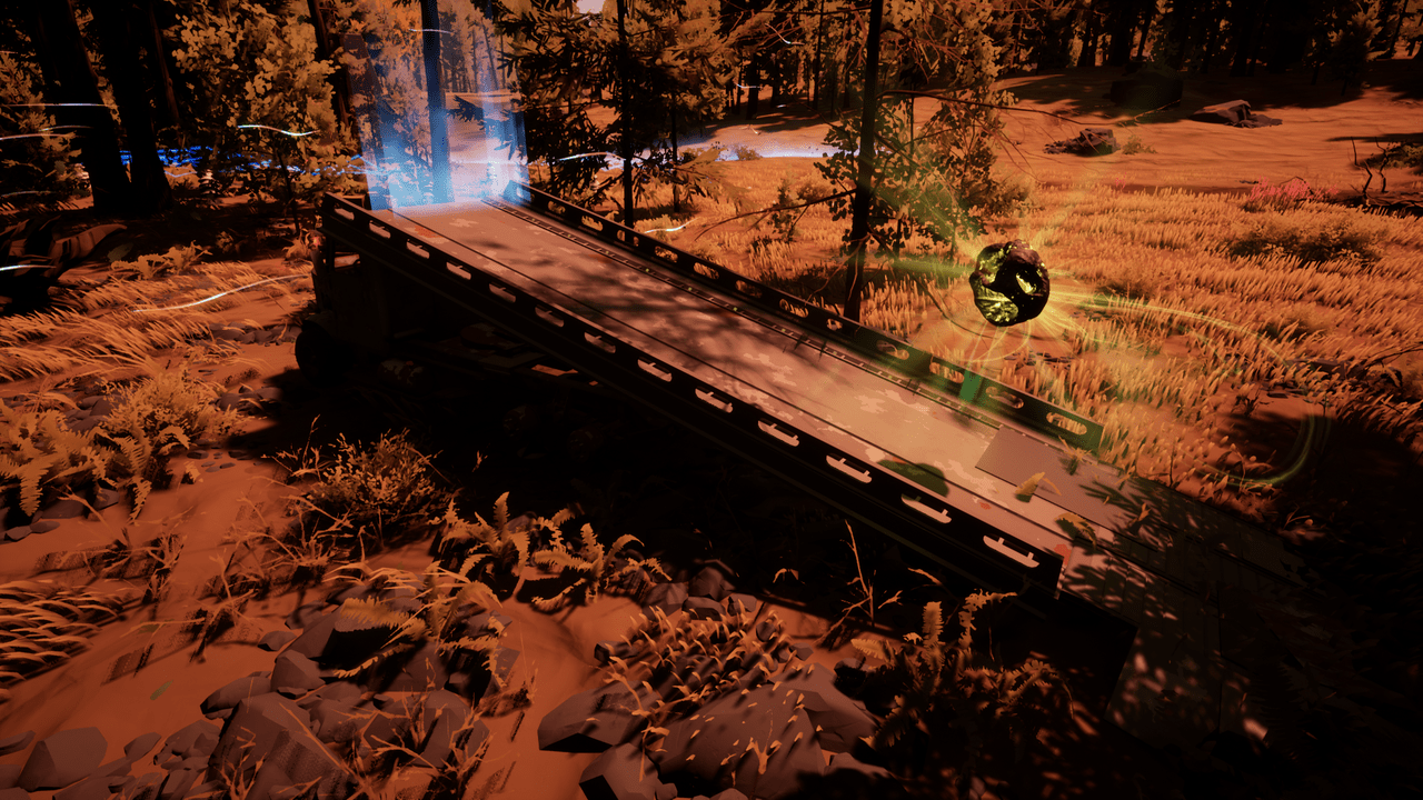 A tow truck ramp with a smaller piece of Airstrip on the end, as well as a Glittering Boulder Anomaly at the front.