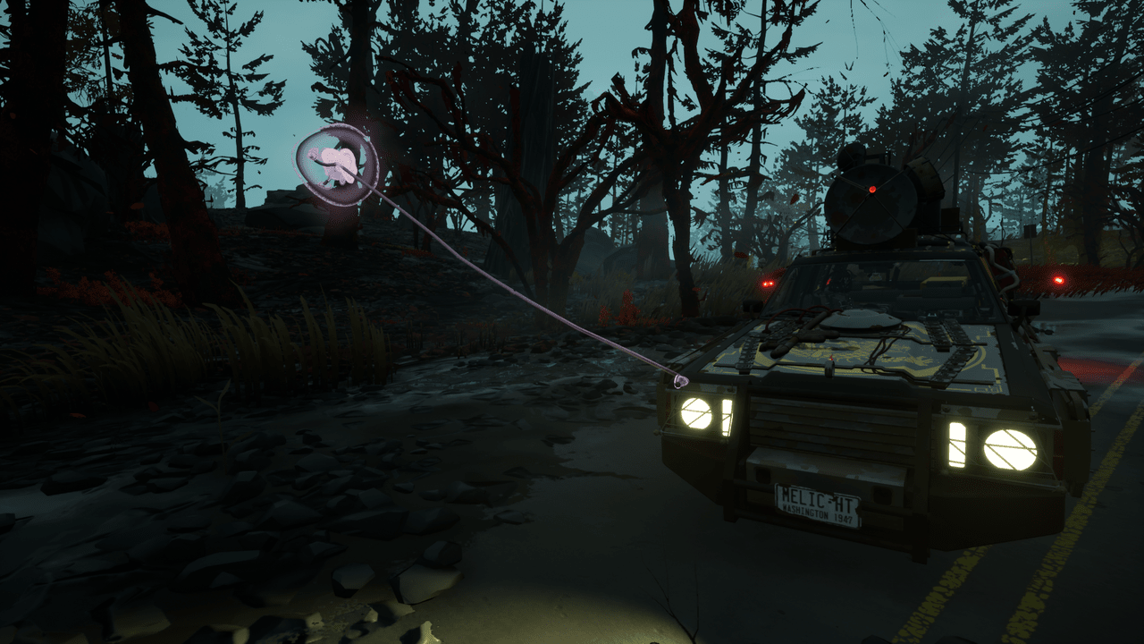 A bubblegum buddy has its tendrils attached to the Player's car